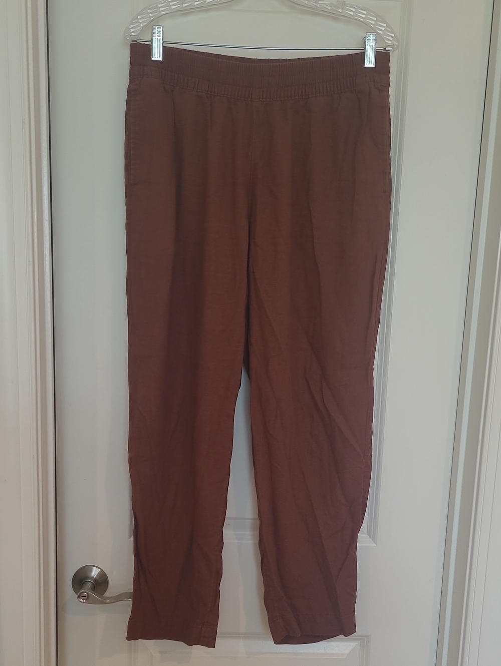 Old Navy Women's Brown Linen Elastic-Waist Pants